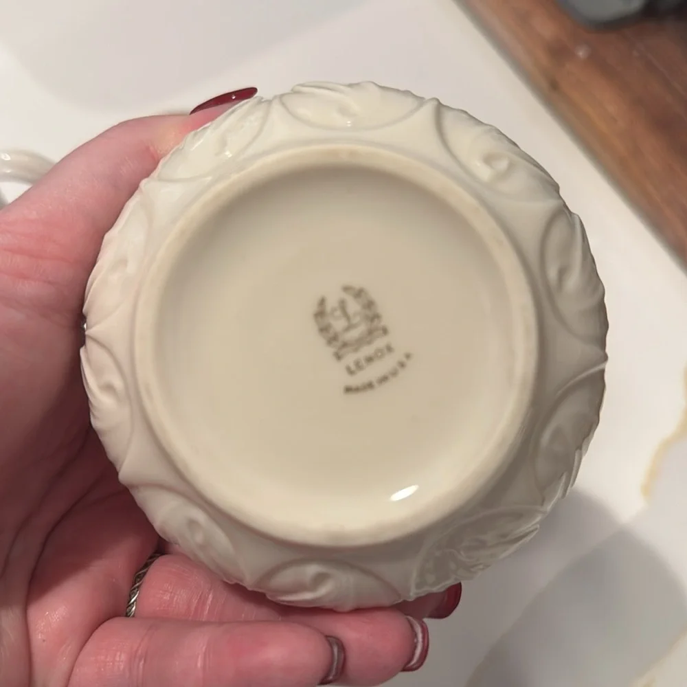 Lenox Cream Porcelain Sugar Bowl and Creamer Set